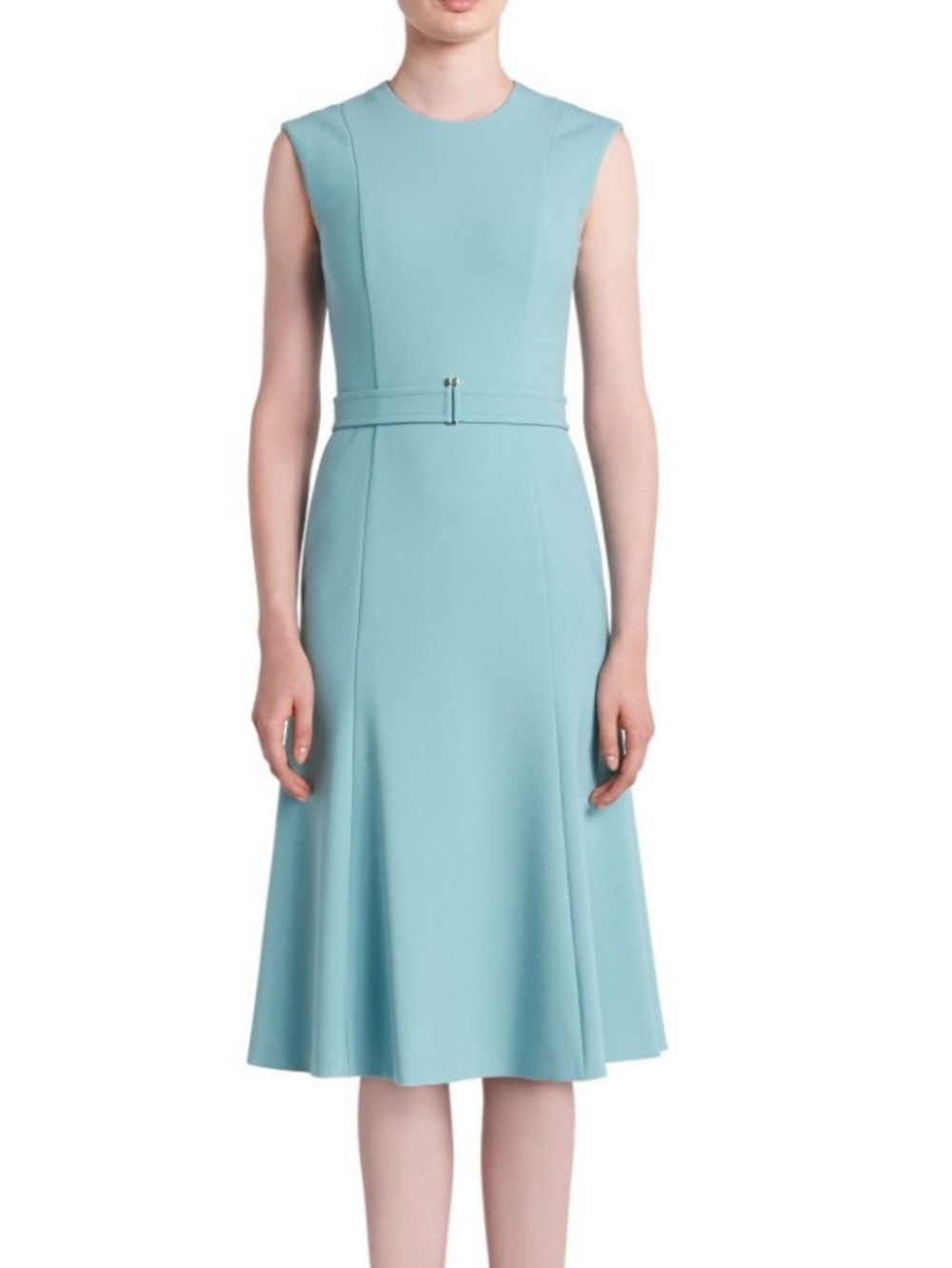Hugo Boss Light Aqua Sleeveless Asymmetrical Midi Dress